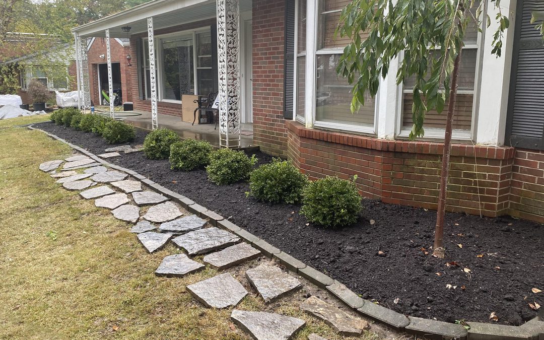 Bed Makeover with Flagstone Path